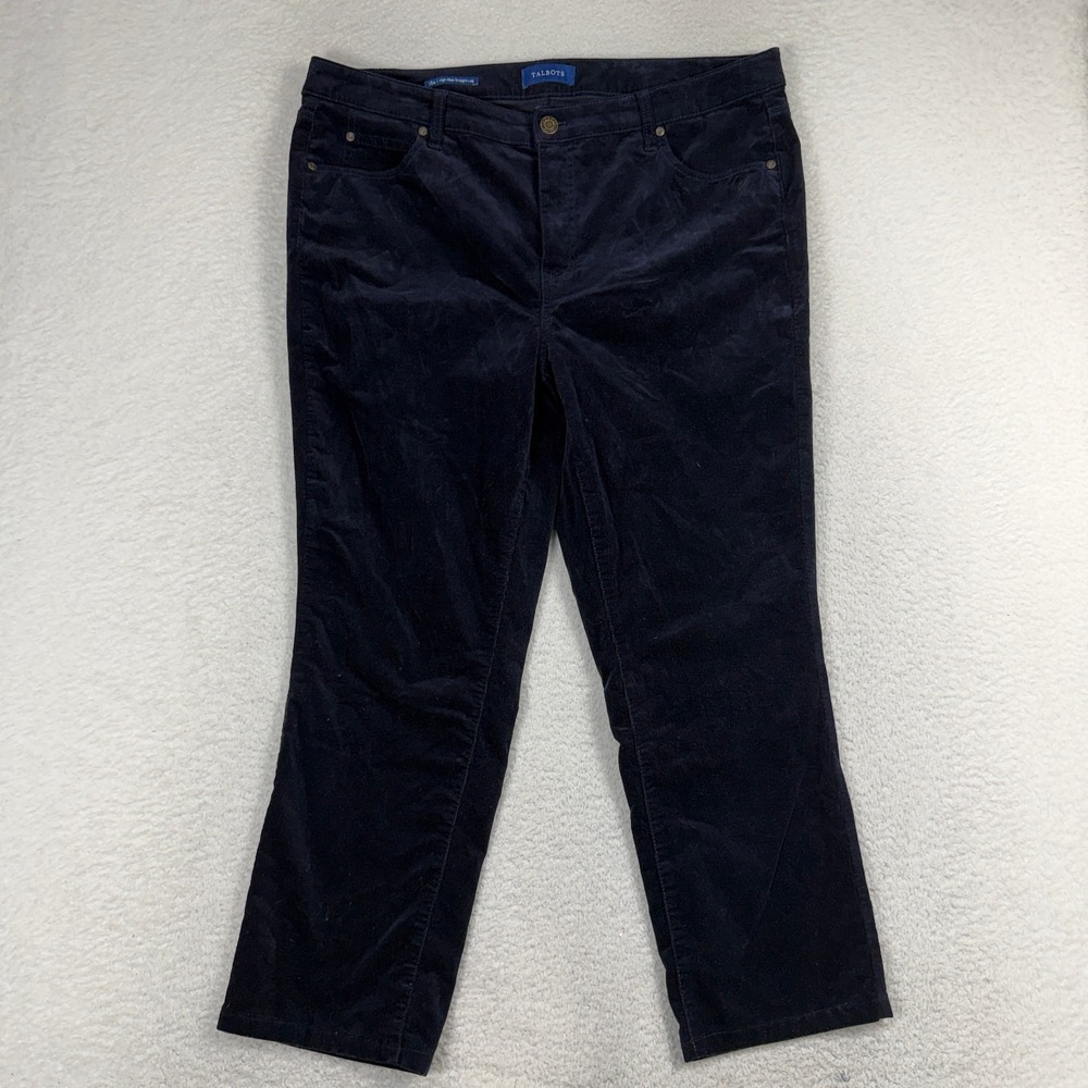 Talbots Corduroy Straight Leg Pants 16W (38x26) Blue High Rise Stretch